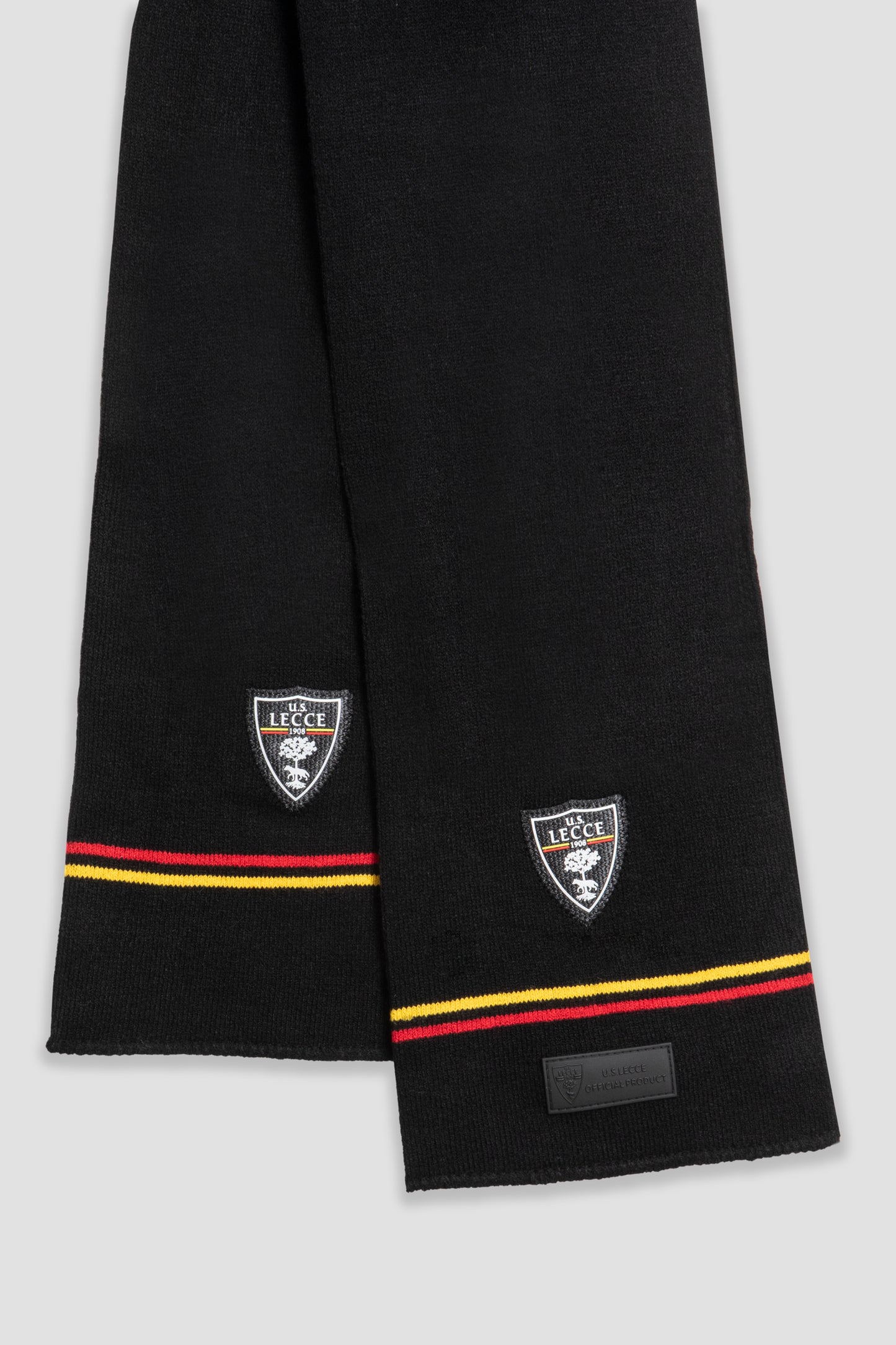 Sciarpa nera con strisce giallo-rosse