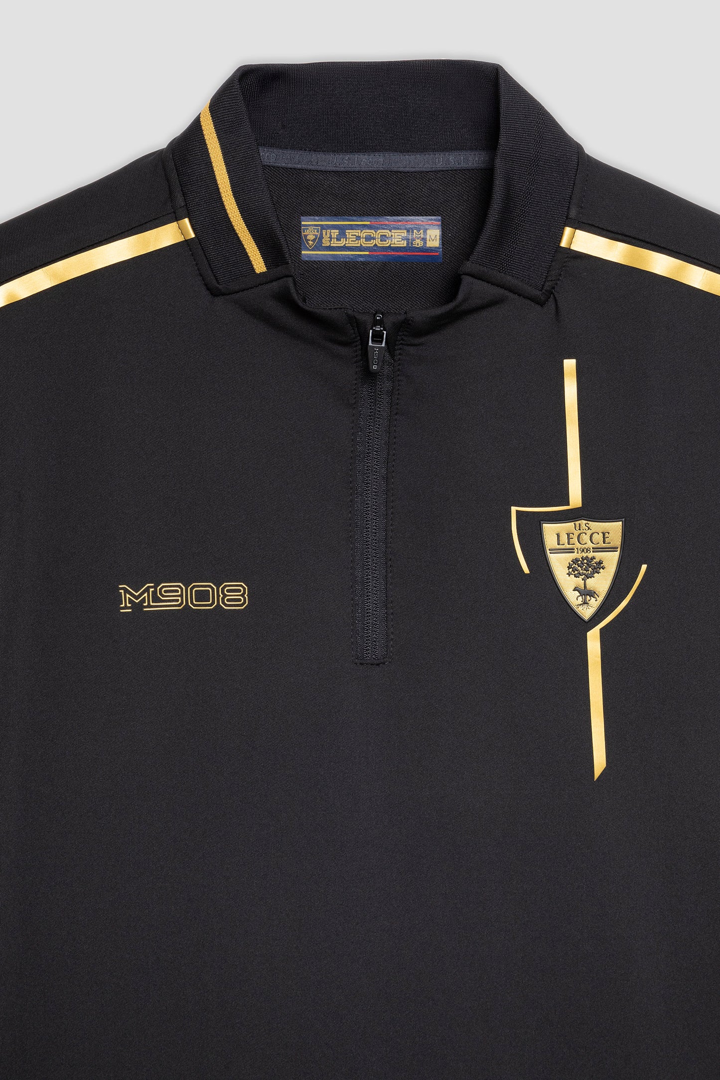 Felpa Pre-Match nera e oro mezza zip