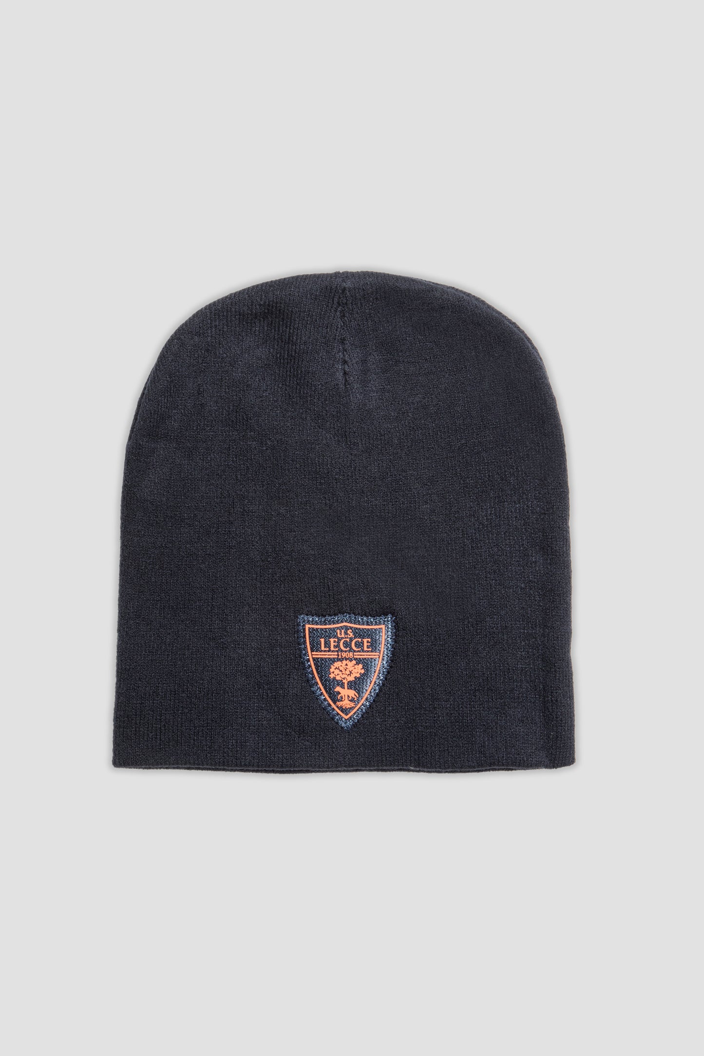 Cappellino in maglia blu navy con logo