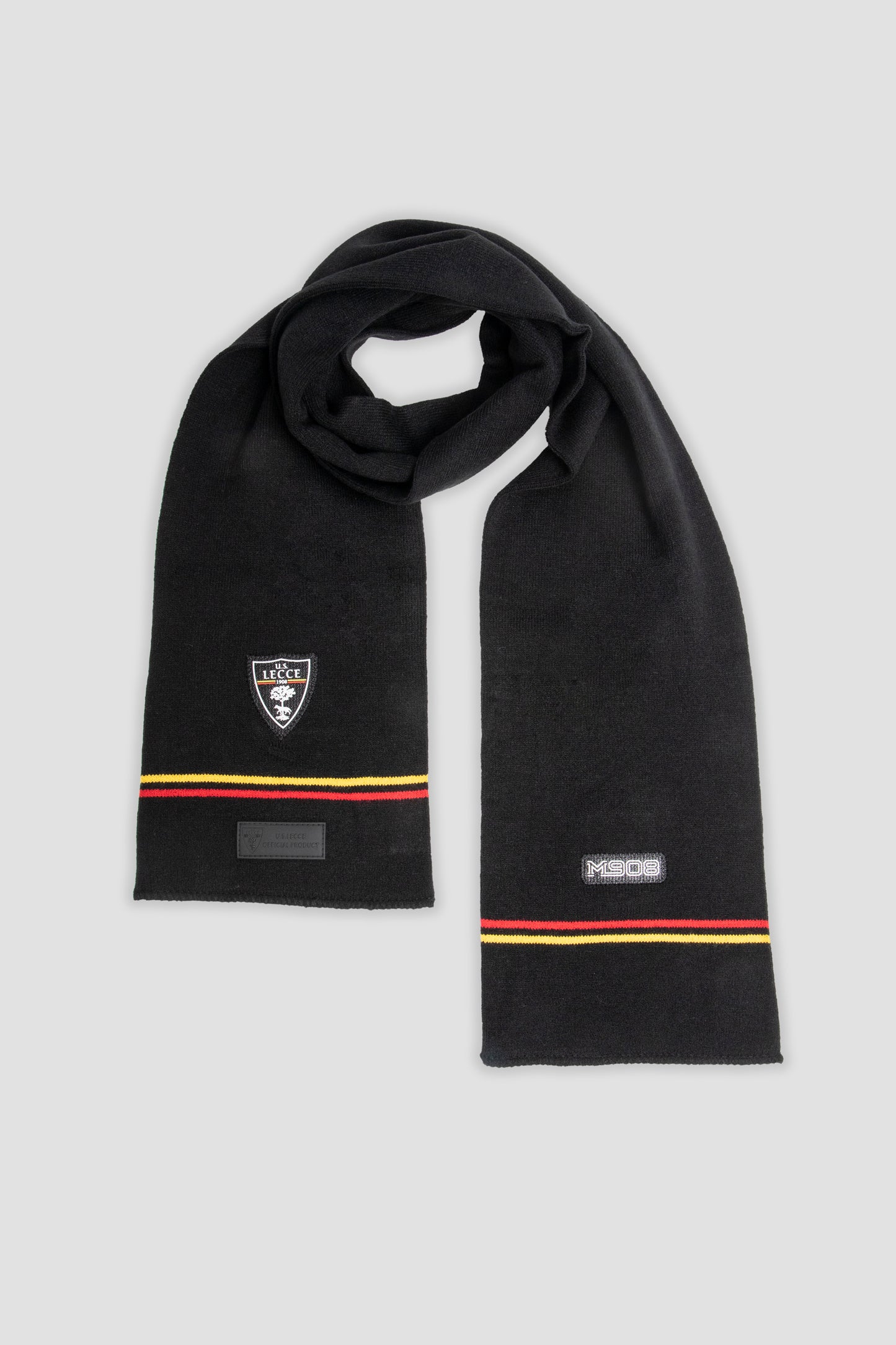 Sciarpa nera con strisce giallo-rosse