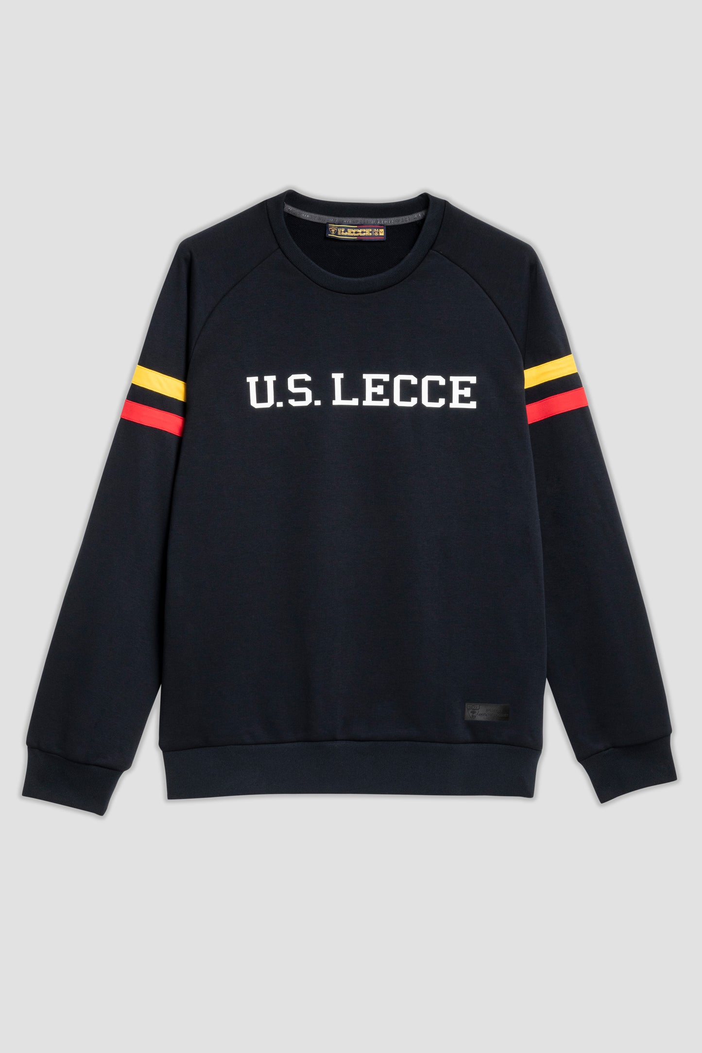 Felpa blu navy con strisce giallo-rosse