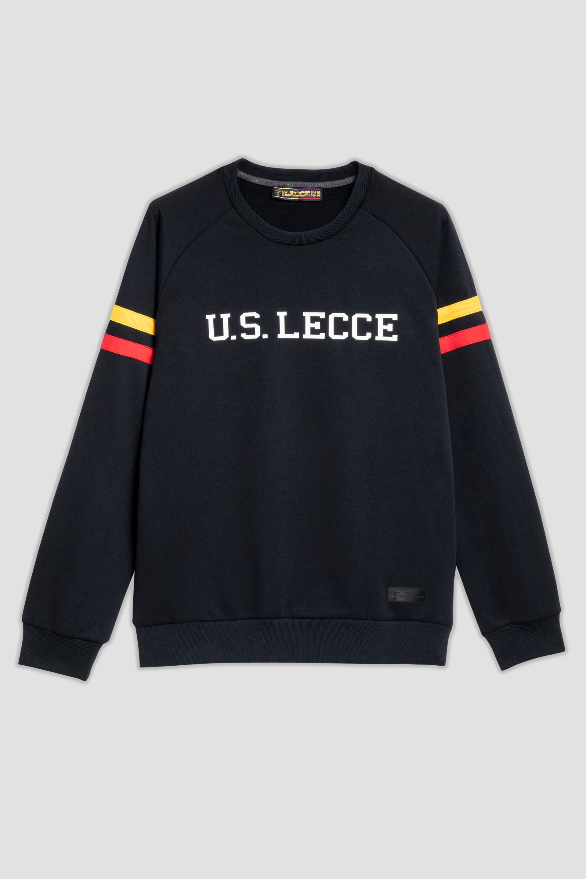 Felpa blu navy con strisce giallo-rosse