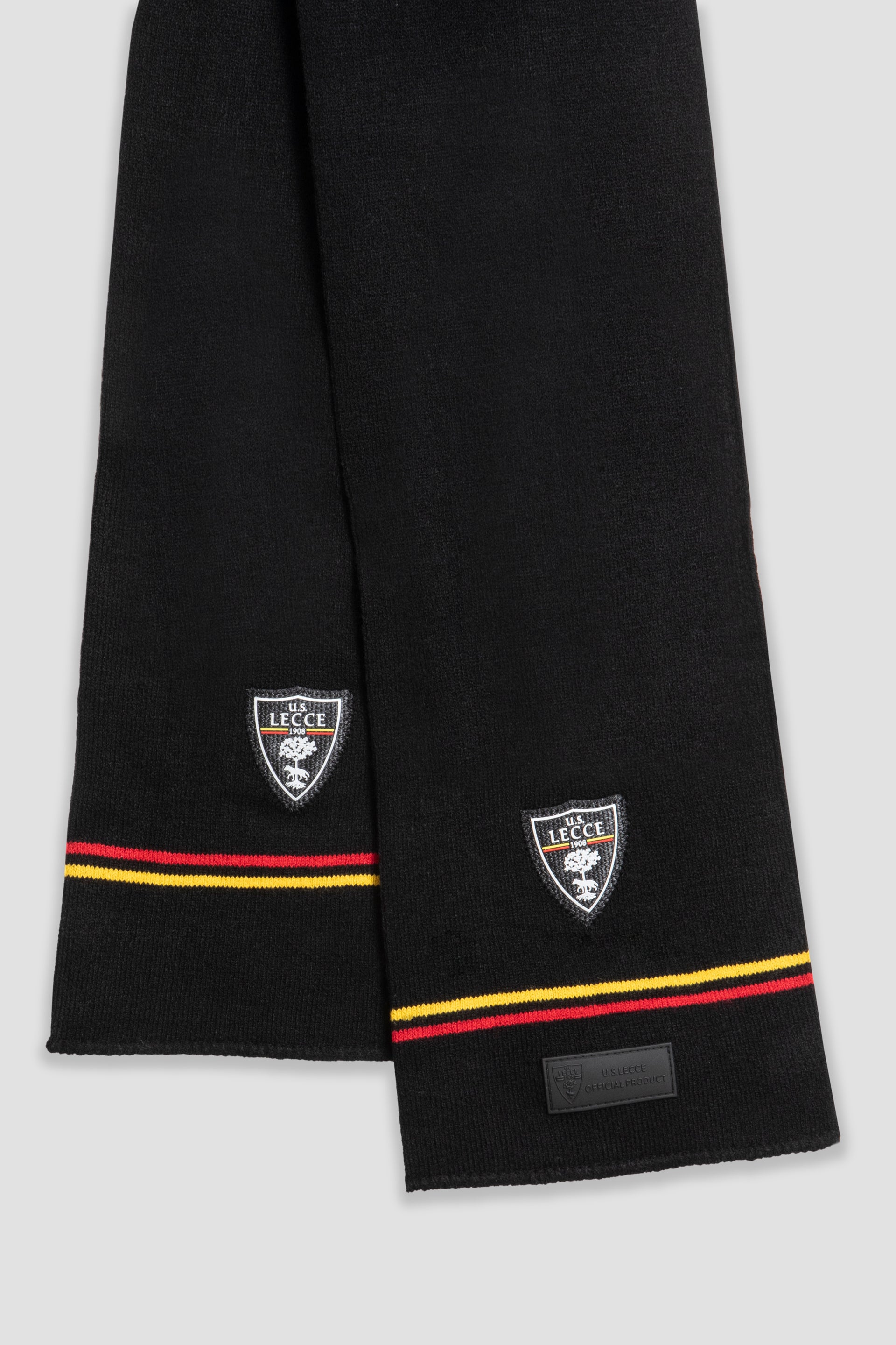 Sciarpa nera con strisce giallo-rosse