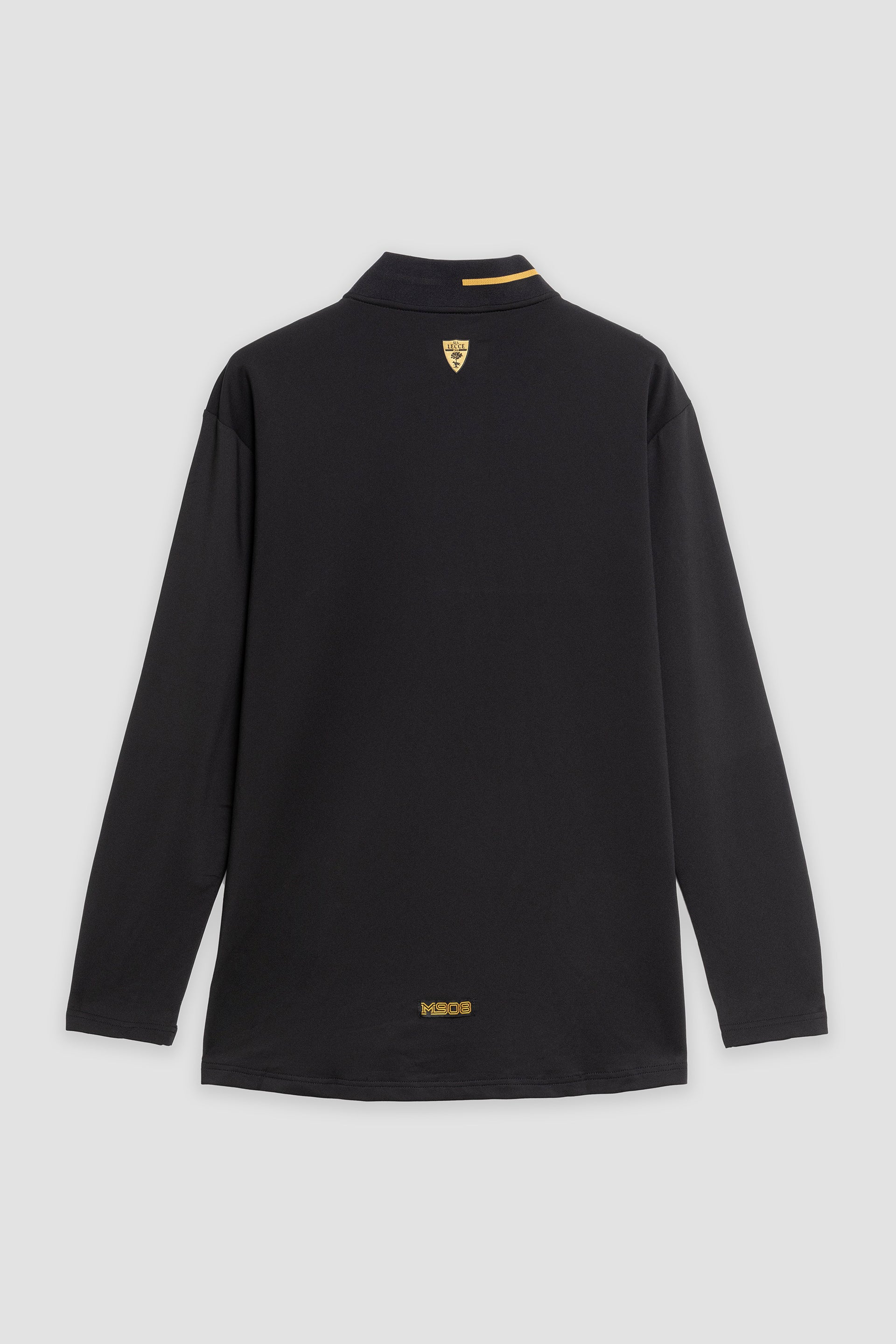 Black and gold half-zip pre-match top