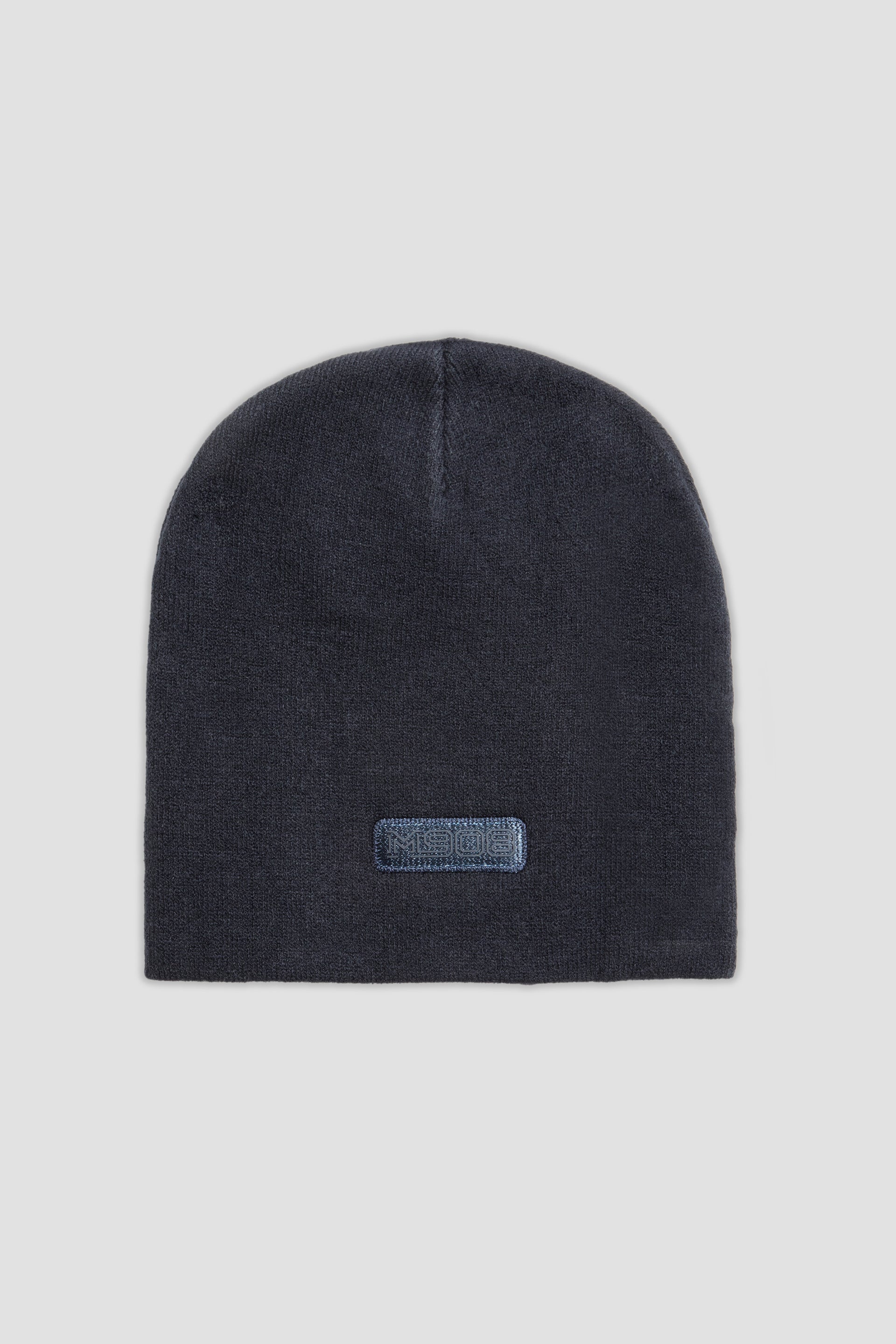 Cappellino in maglia blu navy con logo