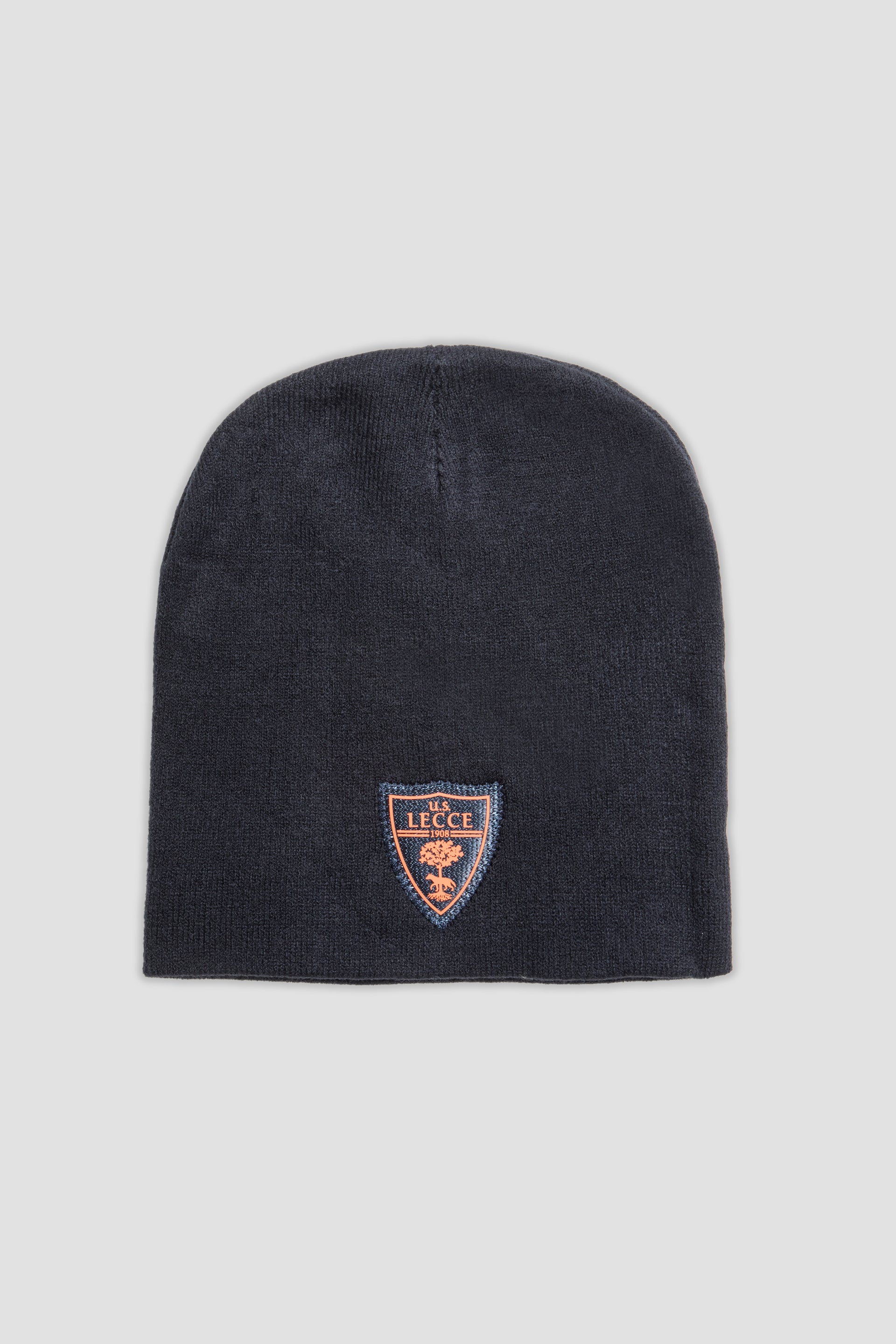 Cappellino in maglia blu navy con logo