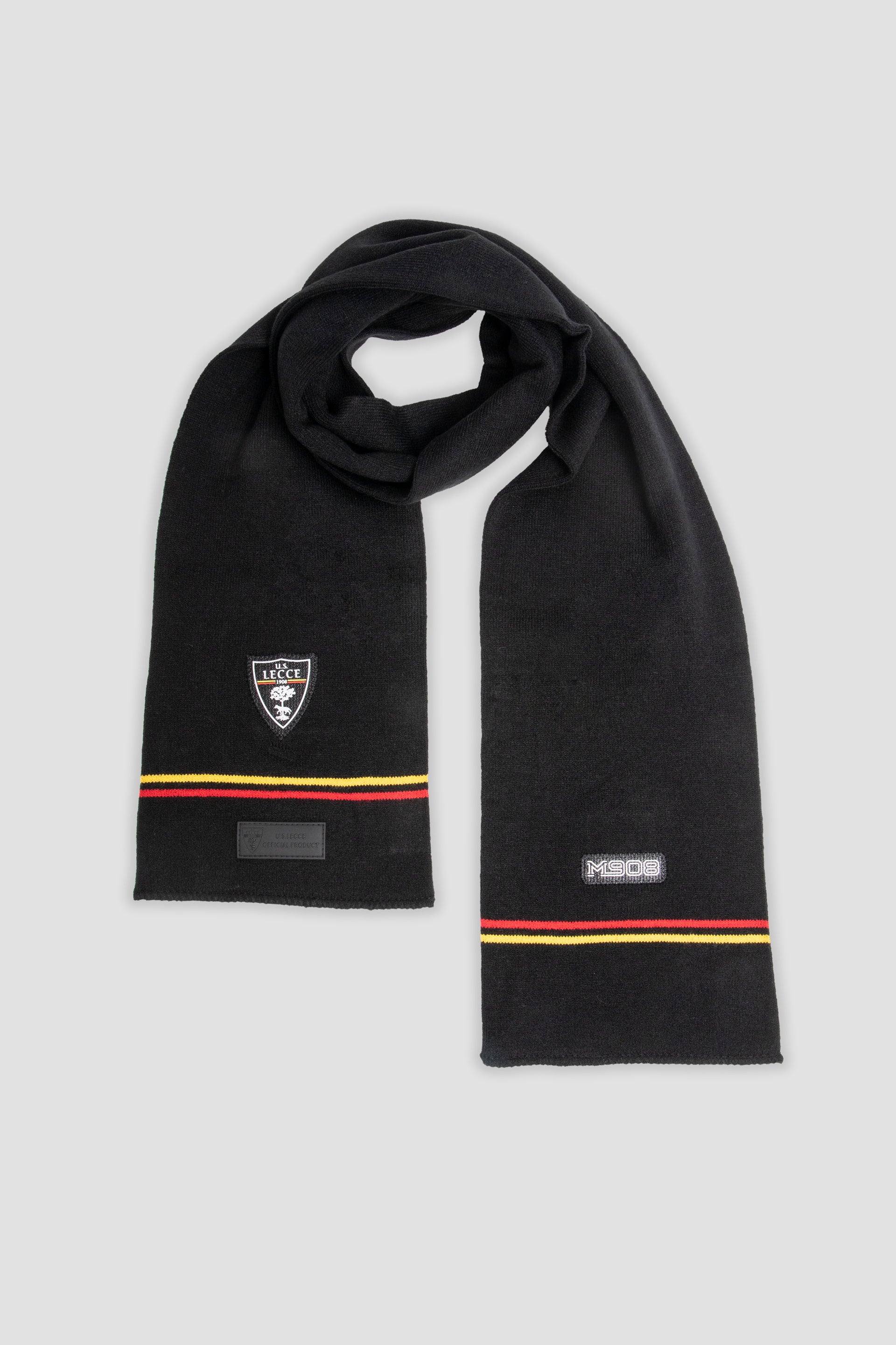Sciarpa nera con strisce giallo-rosse