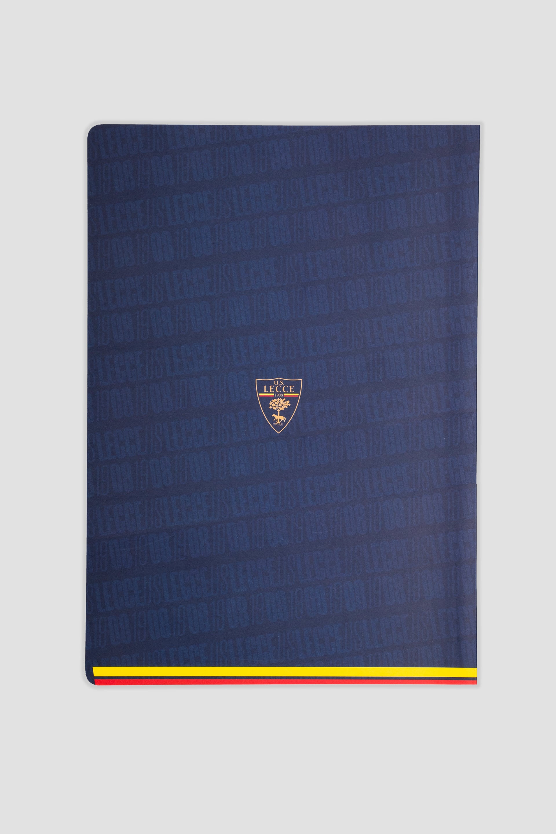 Blue notebook with U.S. Lecce crest
